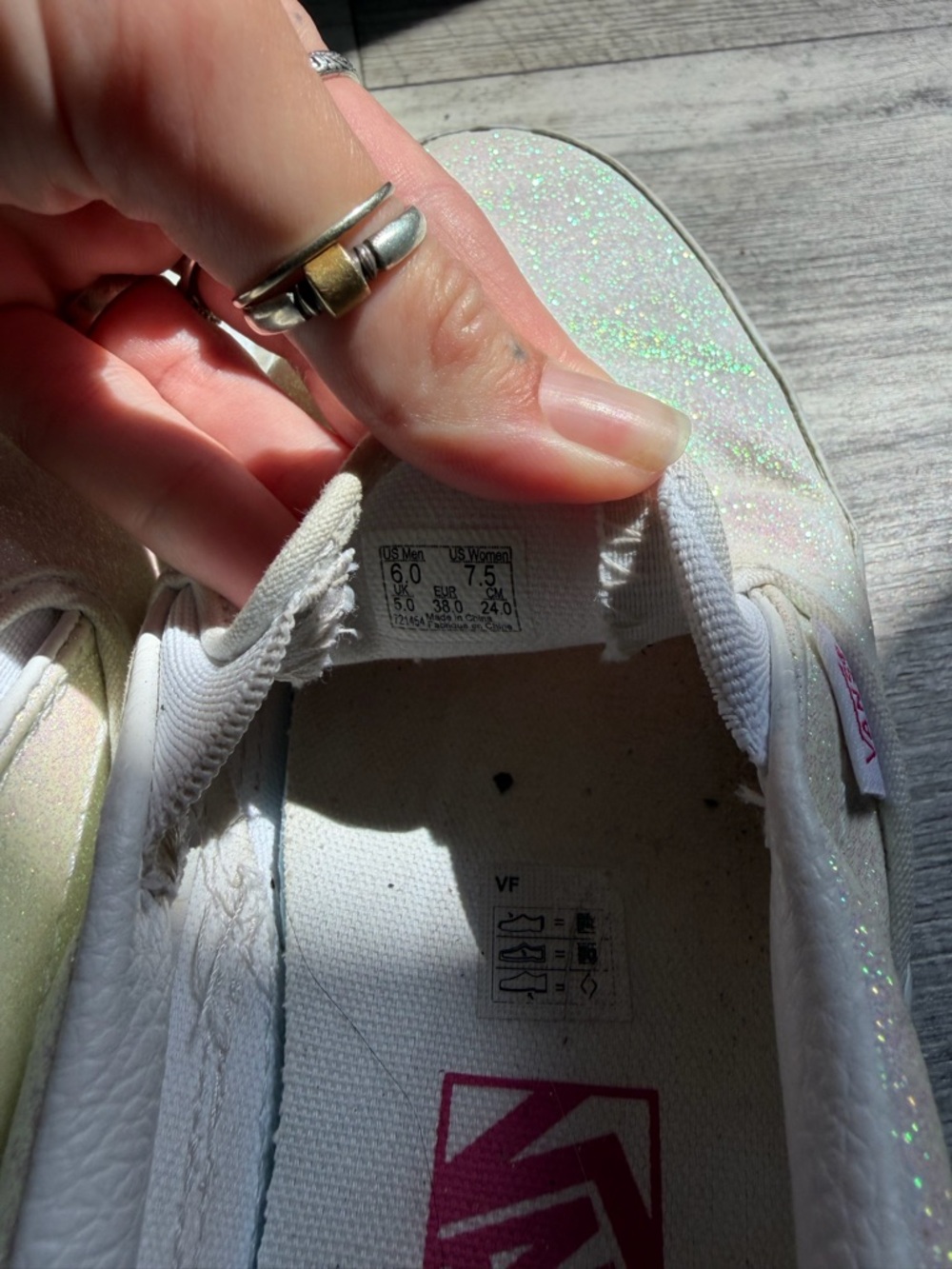 UV Sparkle Vans- White Iridescen - Picture 5 of 6
